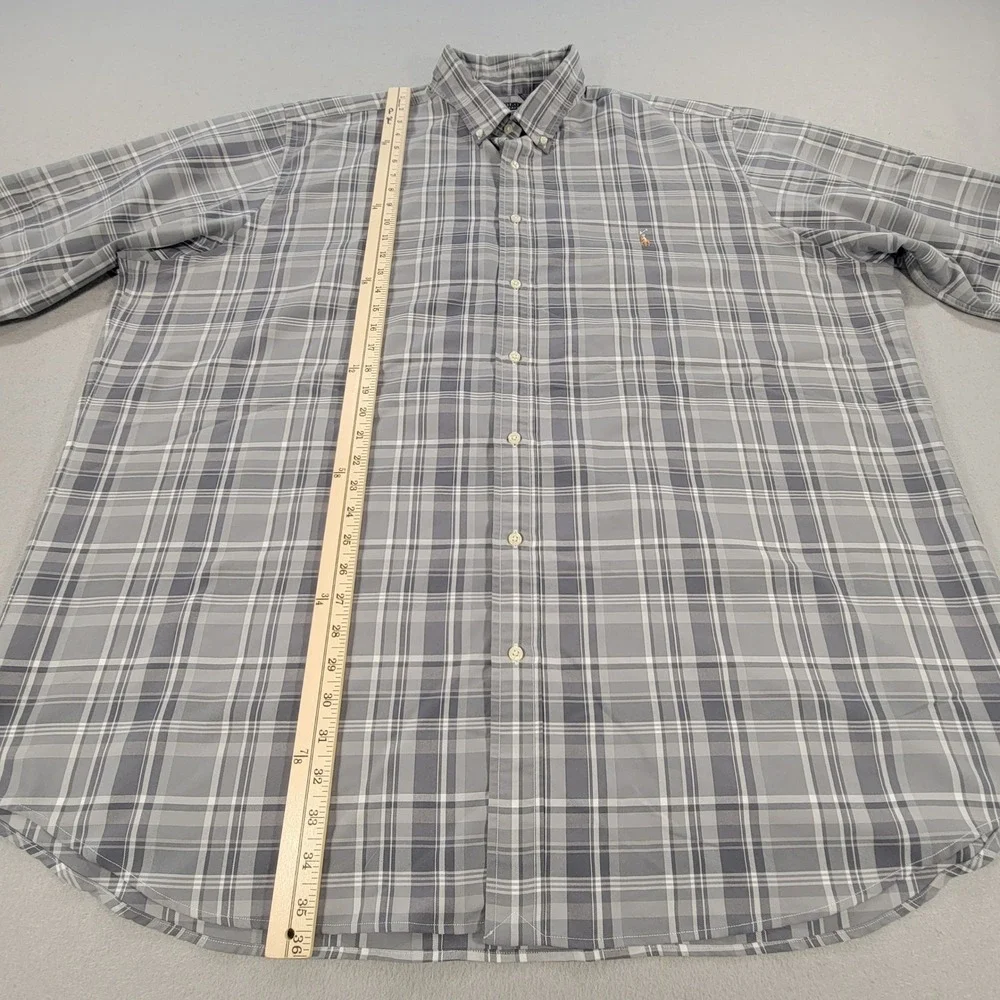 Polo‎ Ralph Lauren Performance Button Down Shirt Gray Plaid Pony Logo Men's 3XLT